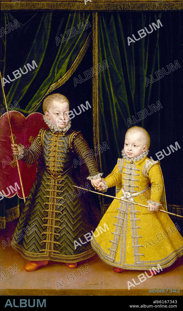 ALONSO SANCHEZ COELLO. INFANTES DON DIEGO Y DON FELIPE - 1579 - O/L 172x102 - RENACIMIENTO ESPAÑOL.