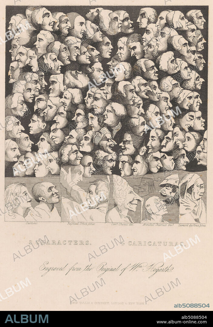 3 Characters, 4 Caricaturas, Print made by unknown artist, after William Hogarth, 16971764, British, Published by John Tallis & Co, active 18381840, British, 1833, Etching and line engraving on medium, slightly textured, cream wove paper.