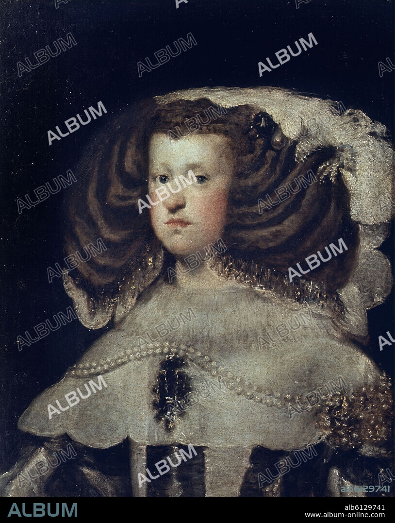 DIEGO VELÁZQUEZ (atribuido). LA REINA MARIANA DE AUSTRIA ESPOSA DE FELIPE IV - SIGLO XVII - BARROCO ESPAÑOL.