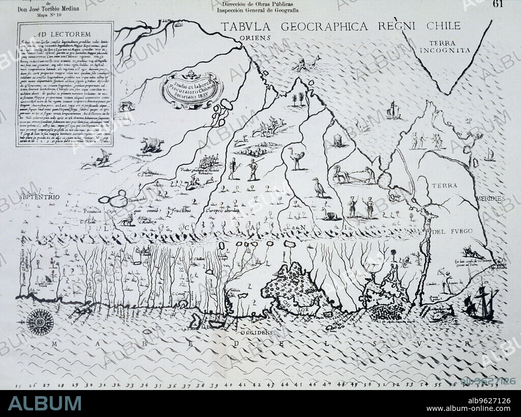 Map of Chile made by the Jesuit Alonso de Ovalle in 1646.