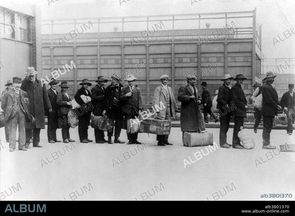 Entitled: "immigrants from "Princess Irene". The Federal Government assumed control of immigration in 1890 and Congress appropriated $75,000 to construct America's first Federal immigration station on Ellis Island. The present main structure was designed in French Renaissance Revival style and built of red brick with limestone trim. When it opened on December 17, 1900, officials estimated 5,000 immigrants per day would be processed. By the time it closed on November 12, 1954, 12 million immigrants had been processed by the U.S. Bureau of Immigration. Today, over 100 million Americans, one third of the population, can trace their ancestry to the immigrants who first arrived in America at Ellis Island before dispersing to points all over the country. Bain News Service, 1911.
