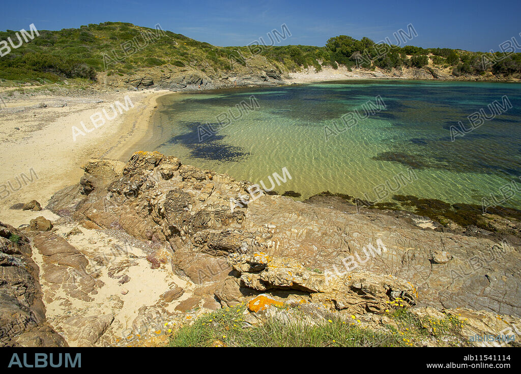 Cala Tamarells, Parc natural de s'Albufera des Grau, Menorca, Biosphere Reserve, Balearic Islands, Spain.