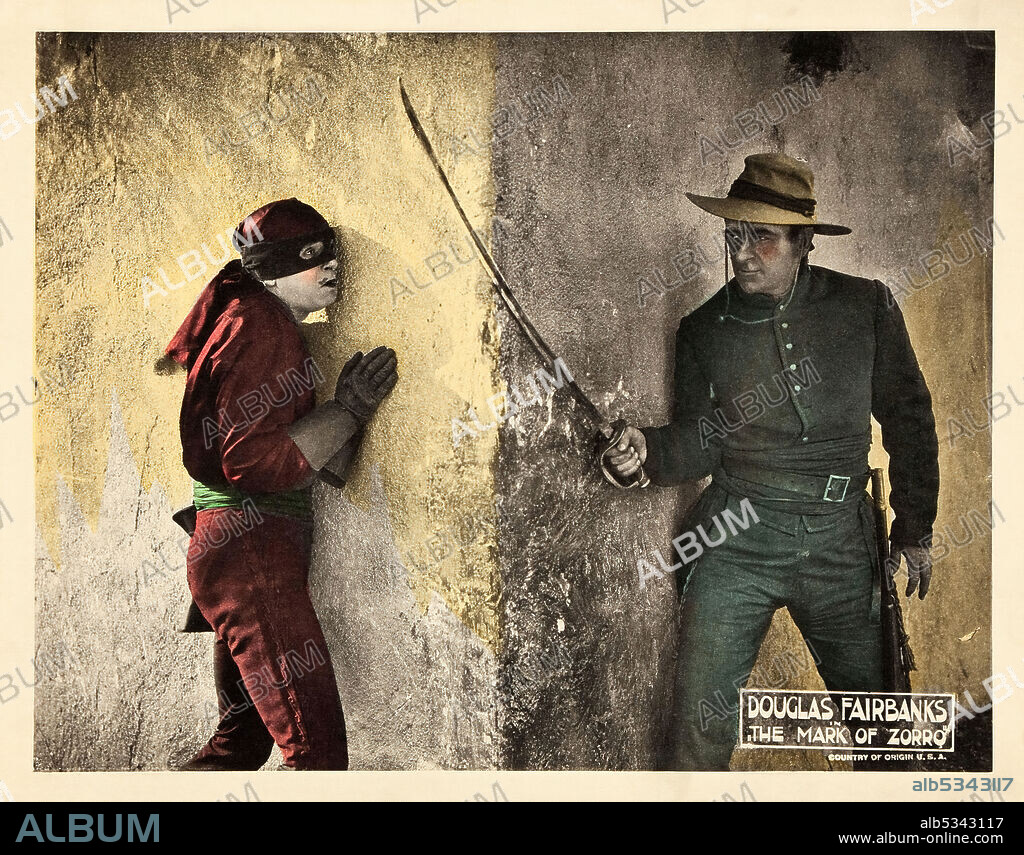 CHARLES HILL MAILES and DOUGLAS FAIRBANKS in THE MARK OF ZORRO, 1920, directed by FRED NIBLO. Copyright UNITED ARTISTS.