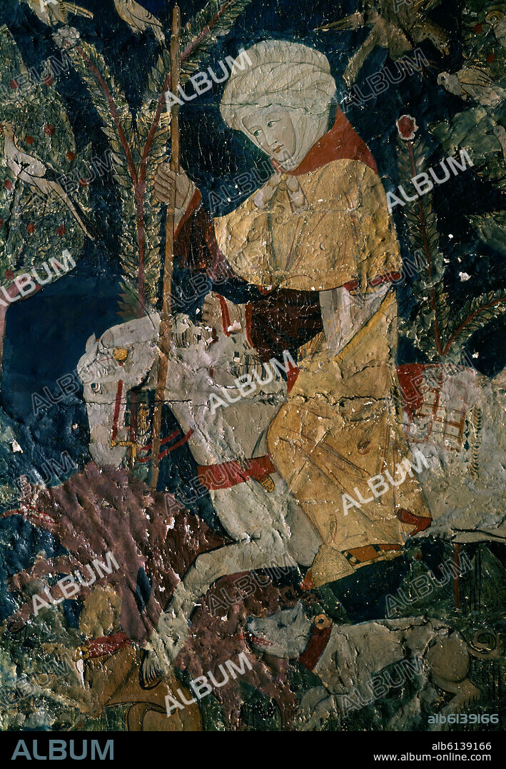 BASTARDO MUDARRA- BOVEDA LATERAL- ESCENAS CABALLERESCAS DE LA EPOCA NAZARI - PINTURA CRISTIANA SIGLO XV.