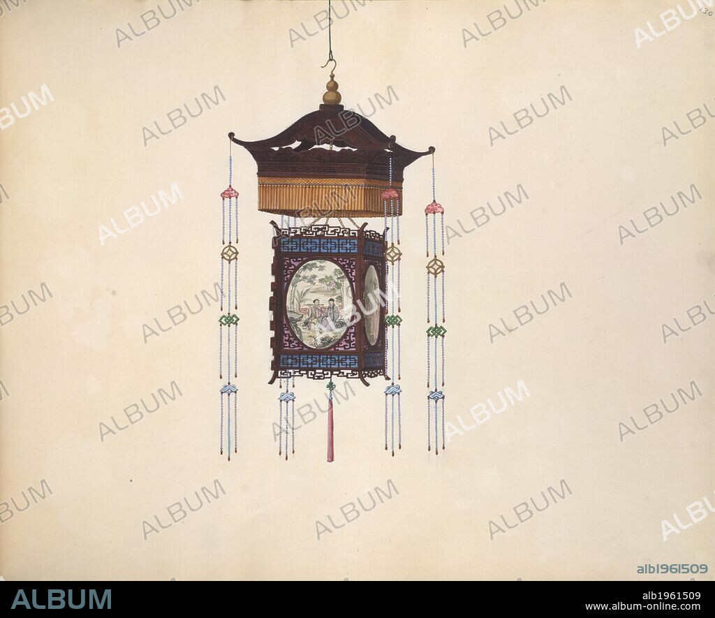 Chinese Lantern. 16 drawings illustrating the contents and furnishi. c.1800-06. Chinese Lantern. Gouache; 14.75 by 18 ins.  Image taken from 16 drawings illustrating the contents and furnishings of Chinese houses and temples.  Originally published/produced in c.1800-06. . Source: Add.Or.2326,.