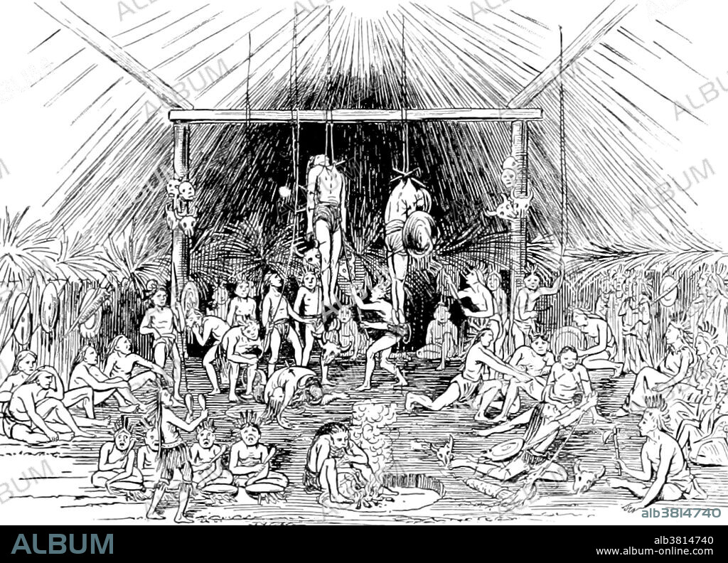 Image taken from page 179 of "American Indians" by Frederick Starr, 1899. The Sun Dance is a ceremony practiced by some Indigenous Peoples of North America and Canada, primarily those of the plains cultures. There are features common to the ceremonies of the sun dance cultures, such as dances and songs passed down through many generations, the use of a traditional drum, a sacred fire, praying with a pipe, fasting, and in some cases the ceremonial piercing of skin. Although not all sun dance ceremonies include dancers being ritually pierced, the object of the sun dance is to offer personal sacrifice as a prayer for the benefit of one's family and community. The dancers fast for many days, and the ceremony takes place over a four day period. The ceremony is held outside in the summer time, in the open air, not fully sheltered from the wind, sun, or rain. At most ceremonies, family members and friends stay in the surrounding camp and pray and support the dancers. In preparation for the sun dance, wood, food, and medicines are gathered in the traditional manner, the site is set up, offerings made, elders consulted, and feast food prepared. There are sweat lodges and other ceremonial preparations. Much time and energy by the entire community is needed for the sun dance to work. Communities plan and organize for at least a year to prepare for the ceremony.