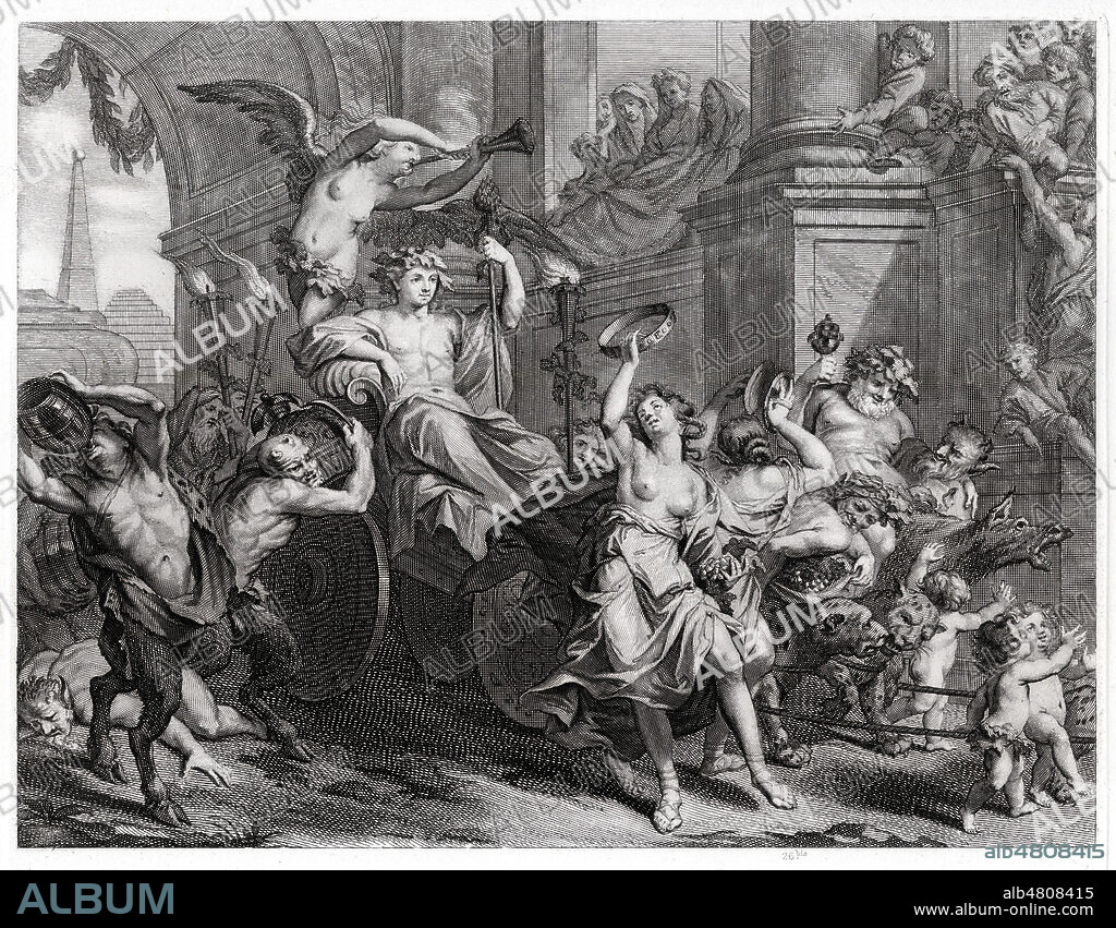 Le triomphe de BACCHUS. Illustration d'apres Bernard PICART (1673-1733) pour Fables choisies d'apres les metamorphoses d'OVIDE (-43 à 18). Edition de 1878. Credit : Collection Jonas/Kharbine-Tapabor.