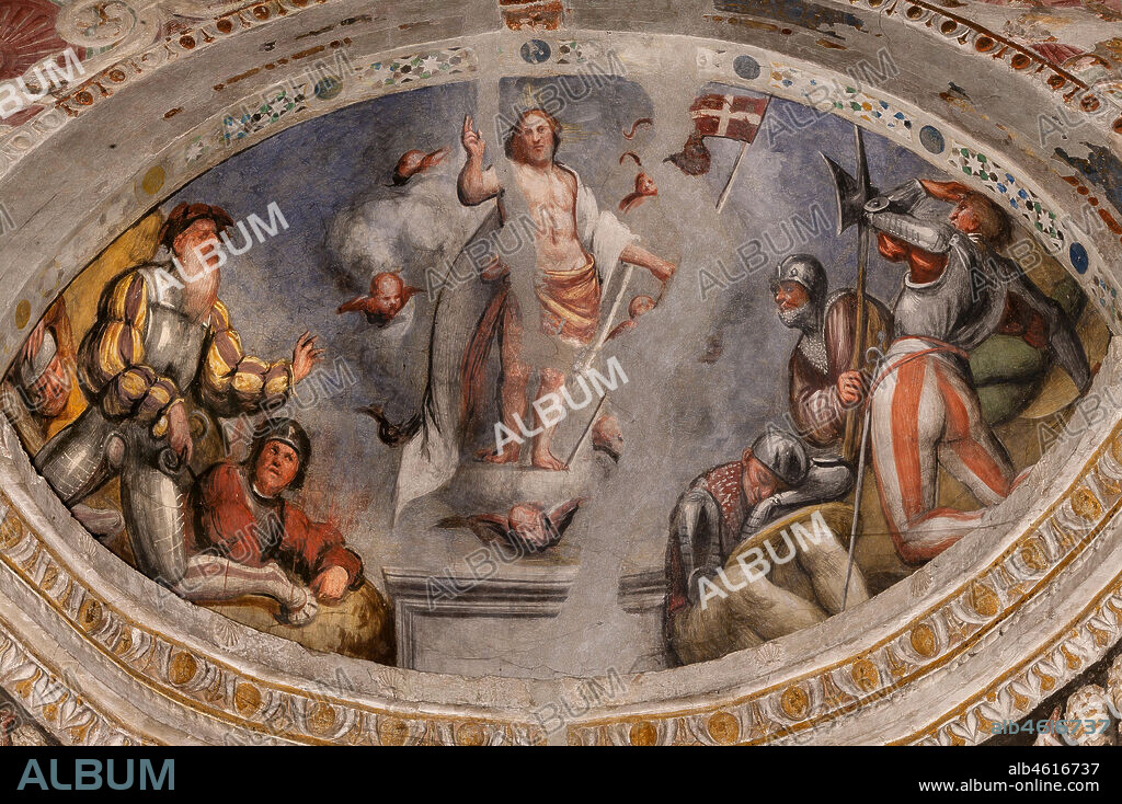 Cortemaggiore, Church of SS. Annunziata (part of the Franciscan Convent), Pallavicino Chapel: "Resurrection of Christ", fresco by Giovanni Antonio de Sacchis, known as il Pordenone, about 1529.
