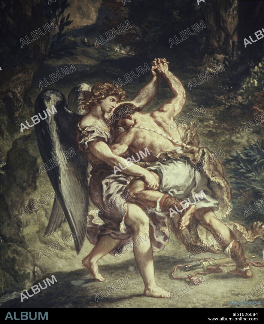 Jacob Wrestles with the Angel  Eugene Delacroix (1798-1863/French).
