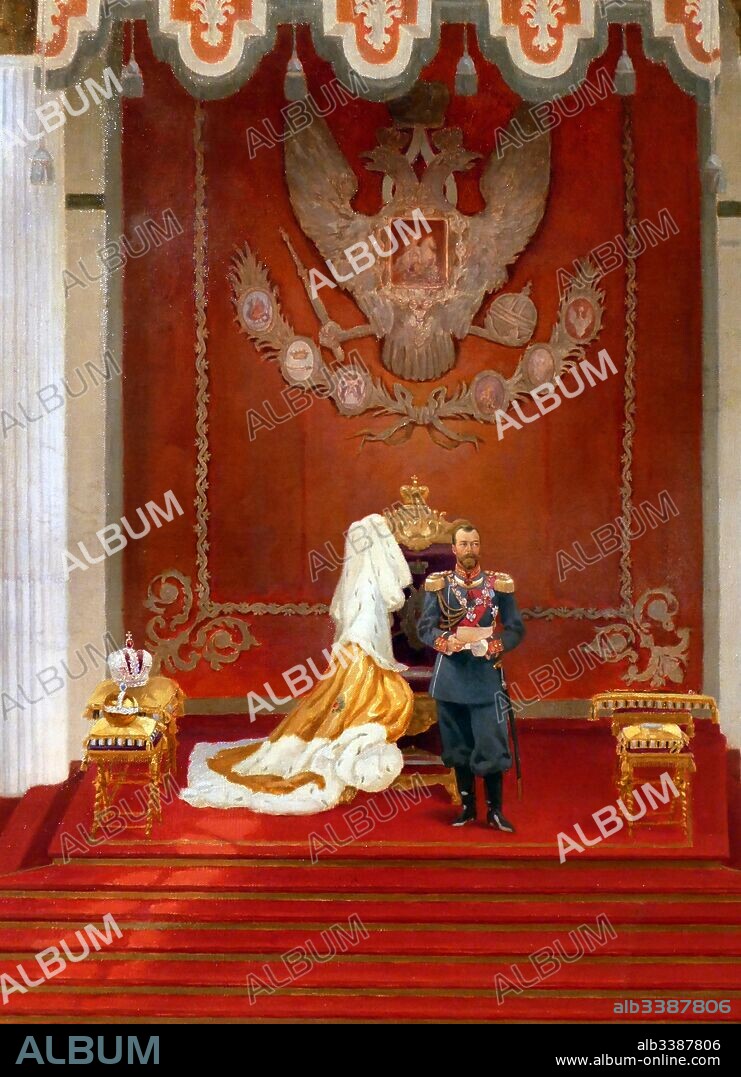 Painting by the Russian artist, V. Polyakov, showing the speech from the throne by Emperor Nicholas II on the occasion of the opening of the First State Duma of the Russian Empire on 27 April, 1906, in St. Petersburg.