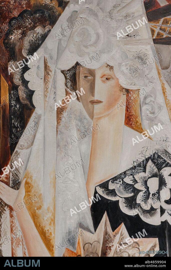 Natalia Goncharova: "Spanish Woman", 1923-6. Oil painting on canvas. Detail.