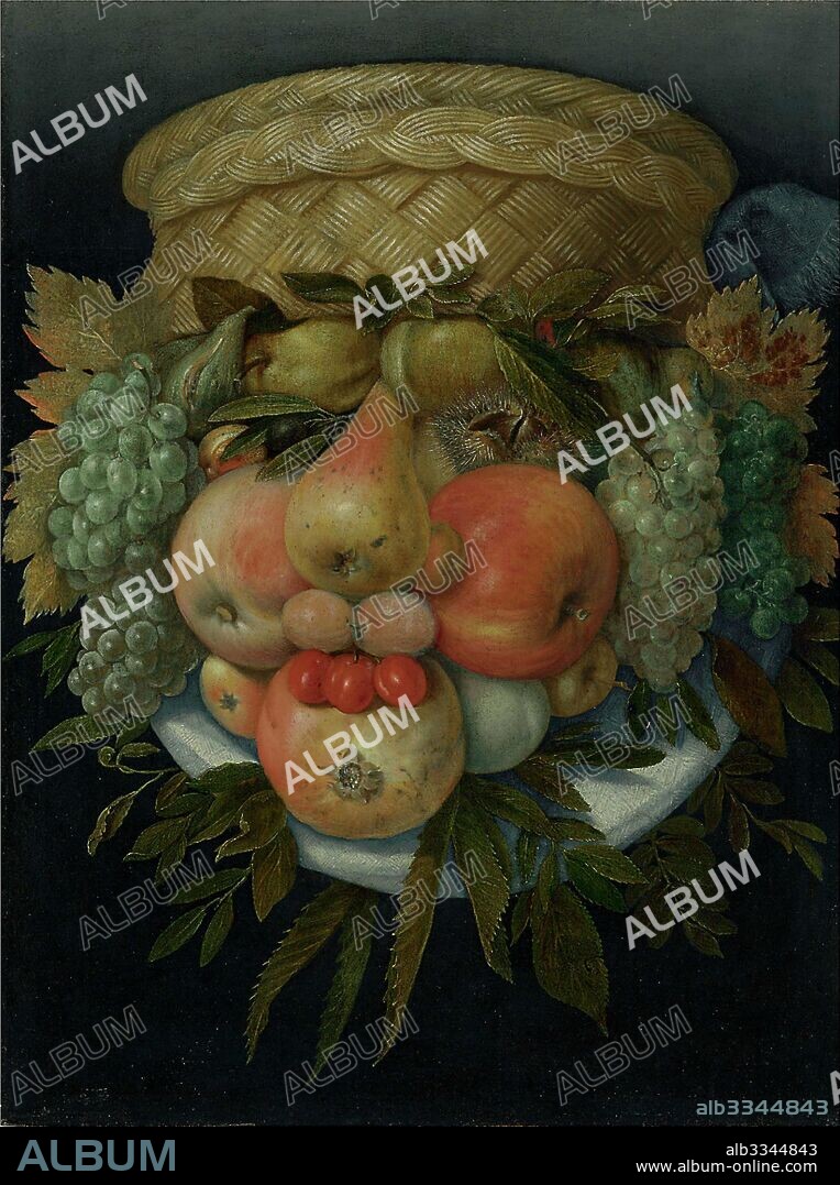 GIUSEPPE ARCIMBOLDO. Reversible Anthropomorphic Portrait of a Man Composed of Fruit.