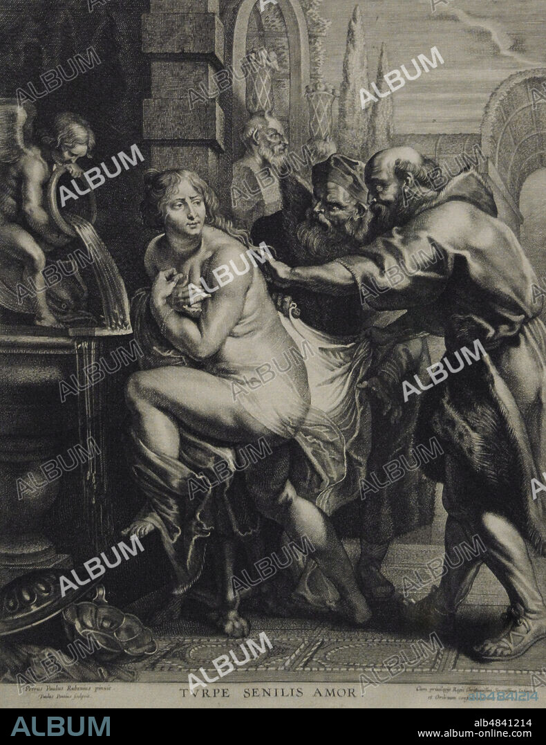 Historia del Antiguo Testamento. Susana y los Viejos. Aguafuerte y buril. Paul Pontius (1603-1658) según Rubens. Museo del Louvre. París. Francia.