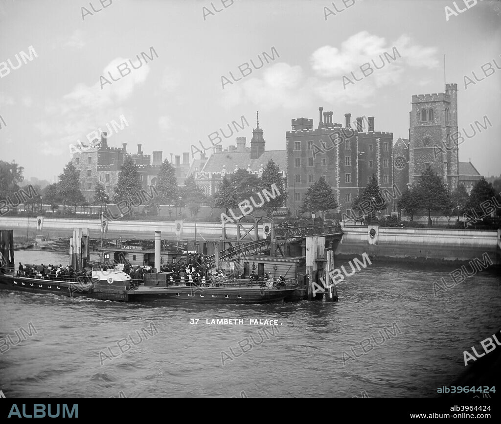 Lambeth Palace, Lambeth, London, c1870-1900. General view of Lambeth Palace, the residence of the Archbishop of Canterbury, from the suspension bridge.