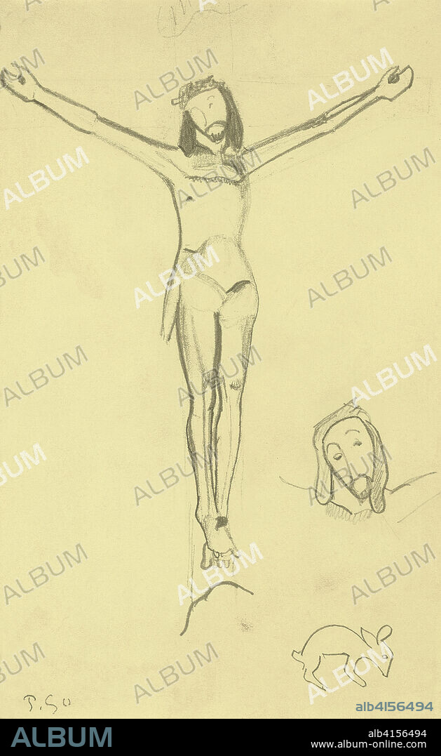 EUGÈNE HENRI PAUL GAUGUIN. Paul Gauguin (París, 1848-Atuona, Islas Marquesas, 1903). Estudio para el "Cristo amarillo" (s.f). Lápiz sobre papel. 26,7 x 18,2 cm.