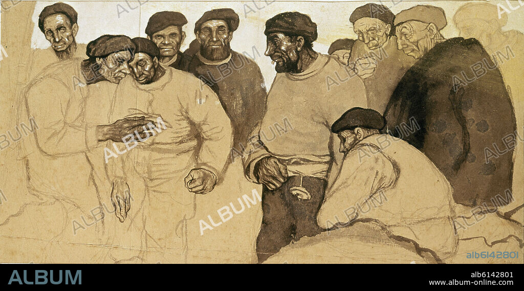 ALFONSO CASTELAO (1886-1950). DIBUJO- ESTUDIO- CARAS DE GALLEGOS.