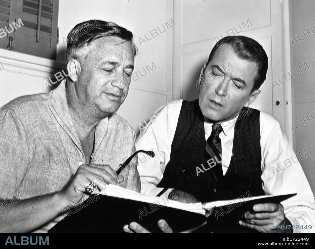 JAMES STEWART and MERVYN LEROY in THE F. B. I. STORY, 1959, directed by MERVYN LEROY. Copyright WARNER BROTHERS.