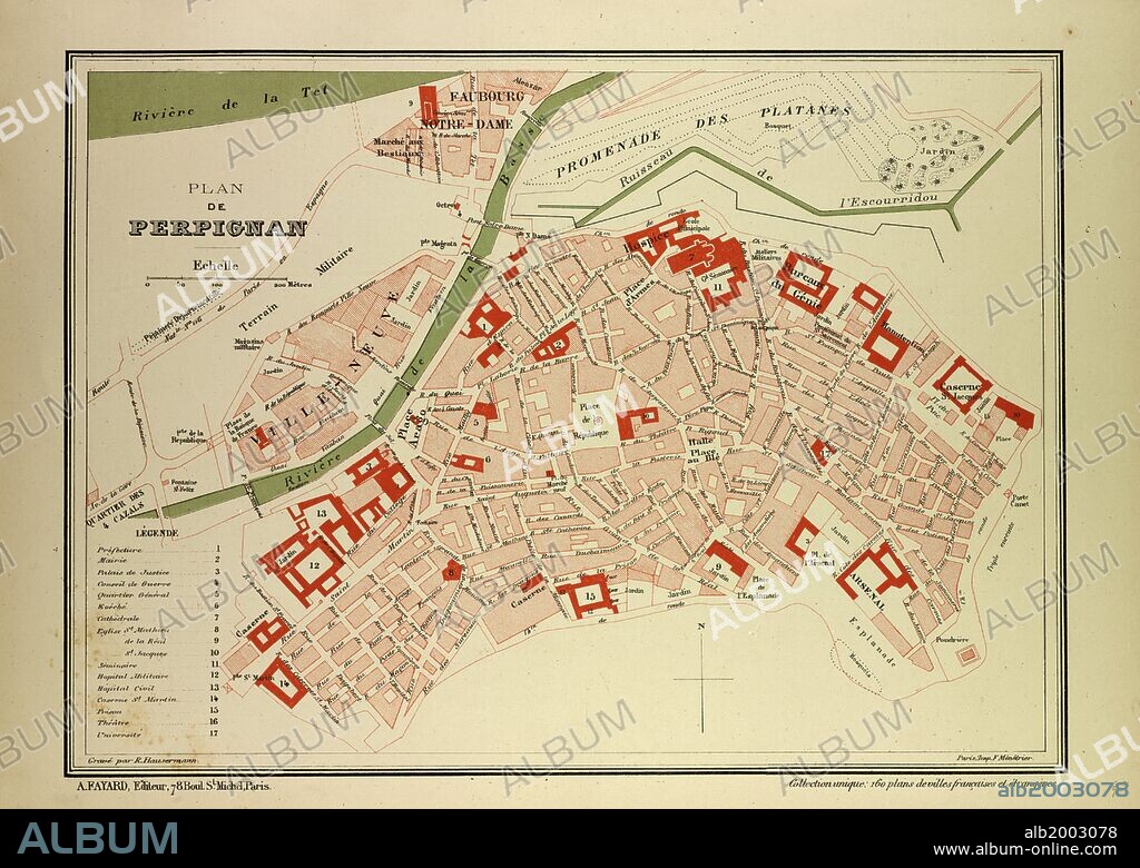 MAP OF PERPIGNAN, FRANCE.