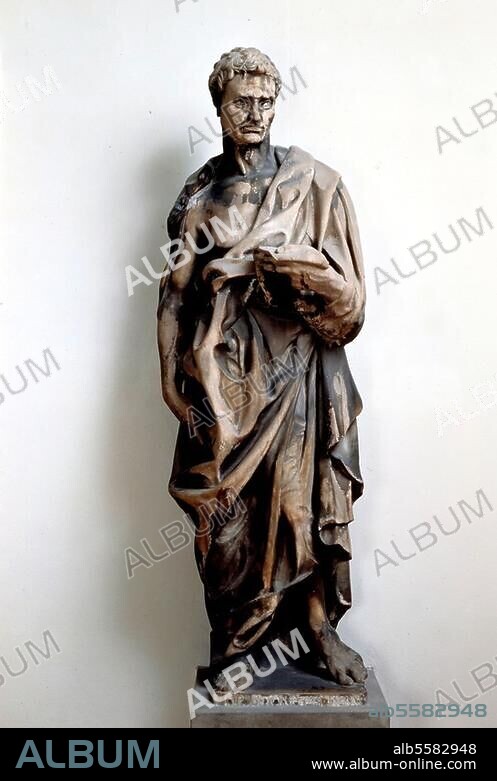 Donatello (originally Donato di Niccoli di Betto Bardi). c. 1386-1466. "The Prophet Jeremiah", c. 1427/36. Marble, 191 × 45 × 45cm. Formerly in one of the 16 niches on the Campanile of Santa Maria del Fiore in Florence. Florence, Museo dell'Opera del Duomo.