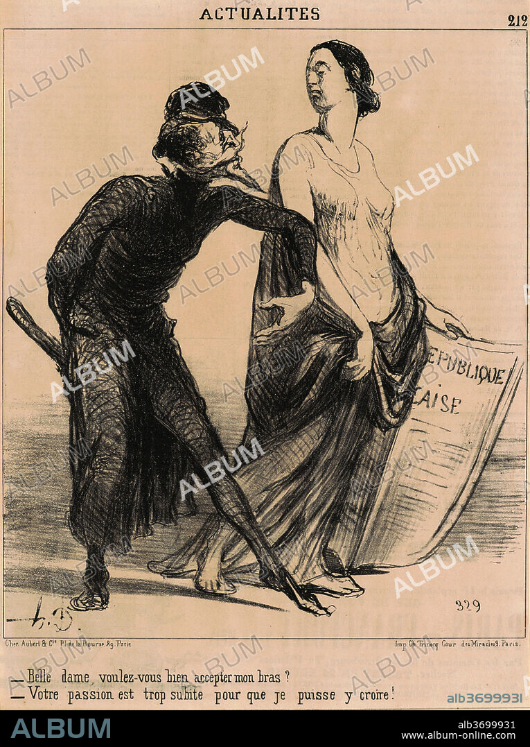 HONORé DAUMIER. Belle dame voulez-vous ... accepter mon bras?. Dated: 19th century. Medium: lithograph.