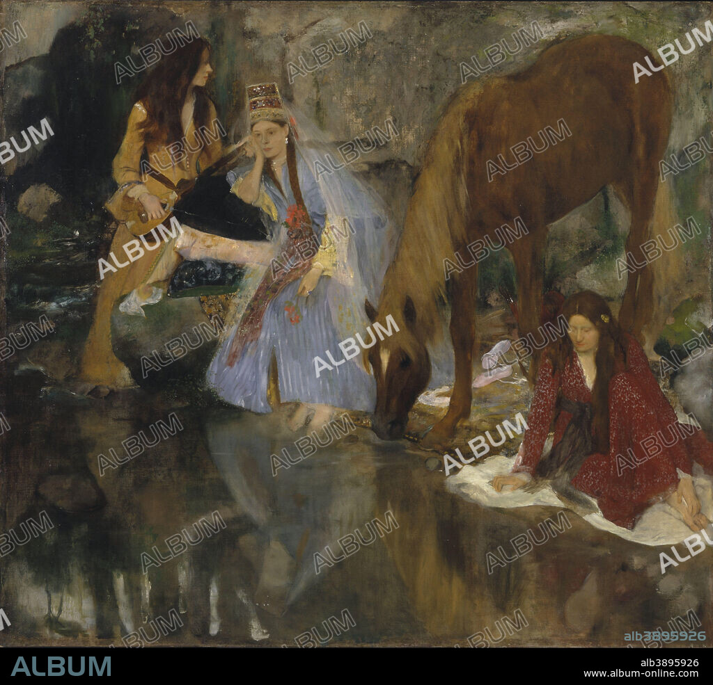 EDGAR DEGAS. Portrait of Mlle Fiocre in the Ballet "La Source". Date/Period: Ca. 1867-1868. Painting. Oil on canvas.