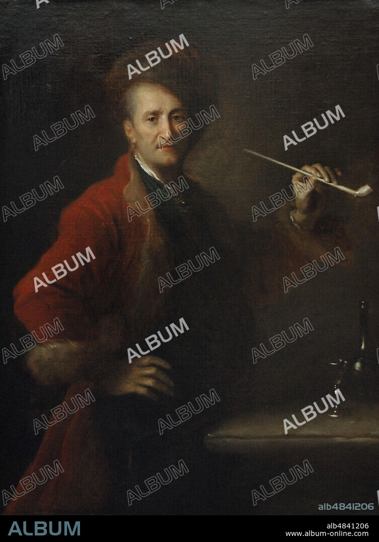 Alexis Grimou (1678-1733). Pintor francés. Retrato de hombre en traje polonés, una pipa en la mano,1726. Museo del Louvre. París. Francia.