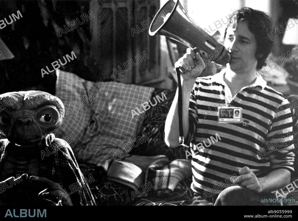 Photograph of Steven Spielberg (1946-) an American director, producer, and screenwriter, during the filming of E.T. the Extra-Terrestrial. Dated 20th Century.