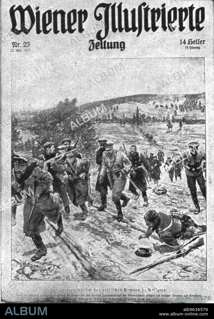 GEORGES BERTIN SCOTT. 'Quelques Falsifications; Wiener Illustrirte Zeitung du 22 mai 1915. "La debacle des armees russes en Galicie" ', 1915. From "L'Album de la Guerre 1914-1919, Volume 2" [L'Illustration, Paris, 1924].