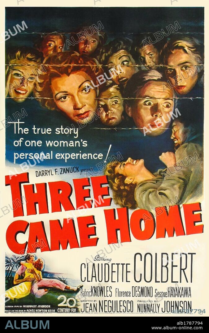 Poster of THREE CAME HOME, 1950, directed by JEAN NEGULESCO. Copyright 20TH CENTURY FOX.