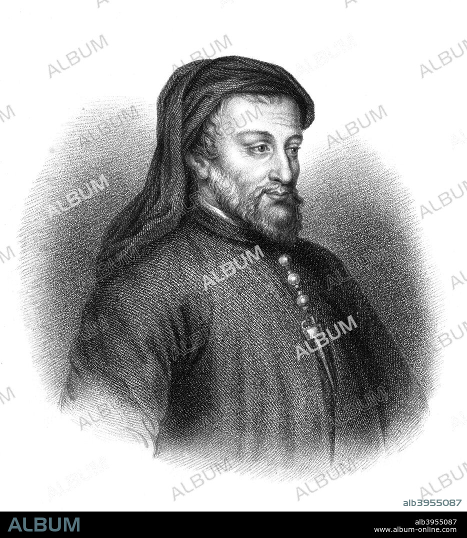 Geoffrey Chaucer, 14th century English author, poet, philosopher, bureaucrat, and diplomat. Portrait of Chaucer, (c1343-1400), author of The Canterbury Tales.
