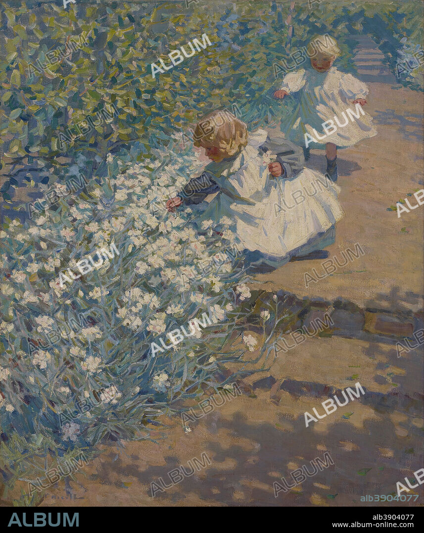 HELEN MCNICOLL. Picking Flowers. Date/Period: 1907/1917. Painting. Oil on canvas. Width: 107 cm. Height: 115.5 cm (overall (frame)).