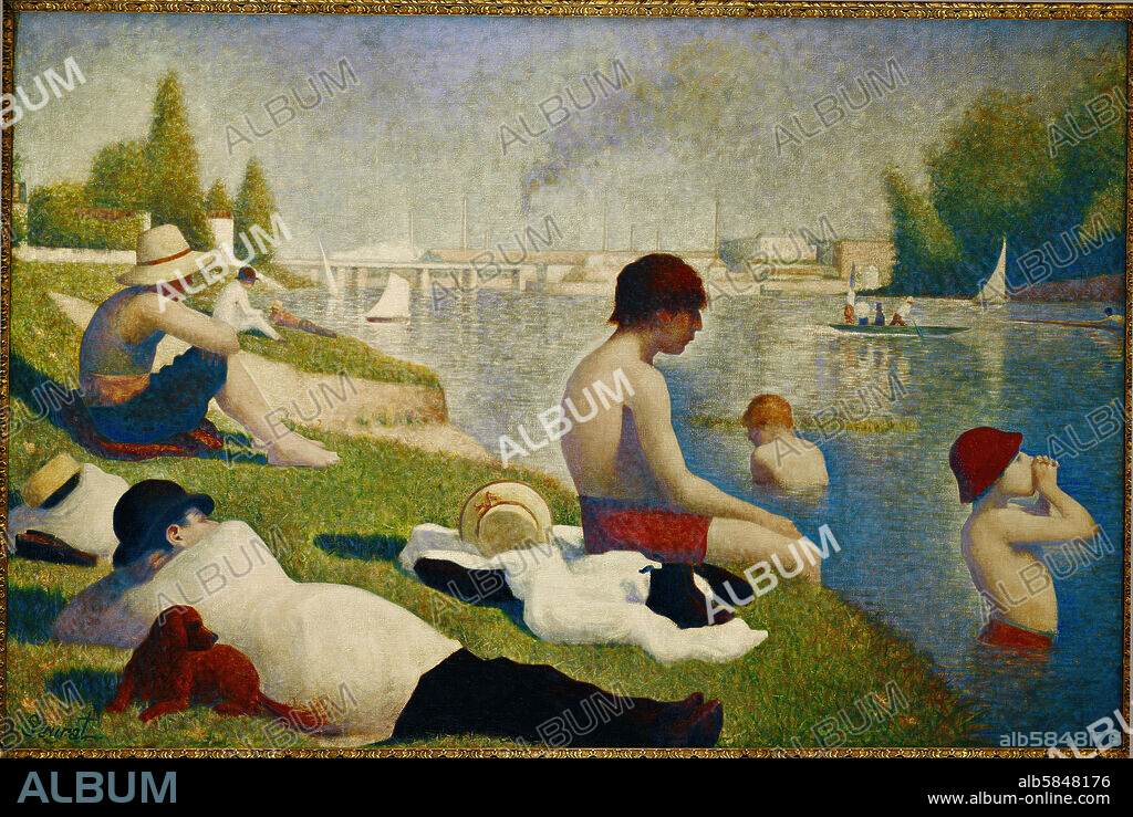 GEORGES SEURAT. Une Baignade a Asnieres. Oil on canvas.