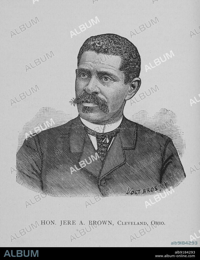 VOGT BROS.. Hon. Jere A. Brown, Cleveland, Ohio, 1888. African-American politician and civil rights activist Jeremiah A. Brown. When young, he worked on steamboats with Mark Twain, and was later elected to the Ohio House of Representatives. From 'The Centennial Jubilee of Freedom at Columbus, Ohio'.