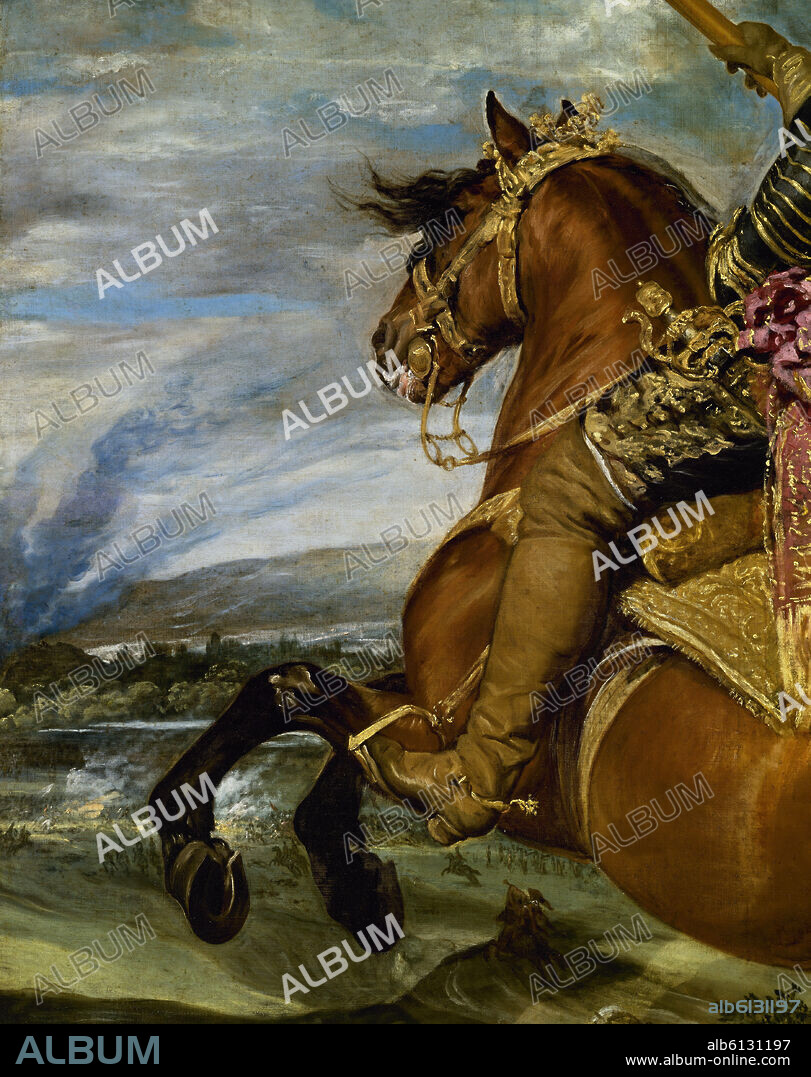 DIEGO VELAZQUEZ (1599-1660). GASPAR DE GUZMAN, CONDE DUQUE DE OLIVARES A CABALLO - DETALLE DEL CABALLO - HACIA 1632 - O/L - NP 1181 - BARROCO ESPAÑOL - CONJUNTO 7434.