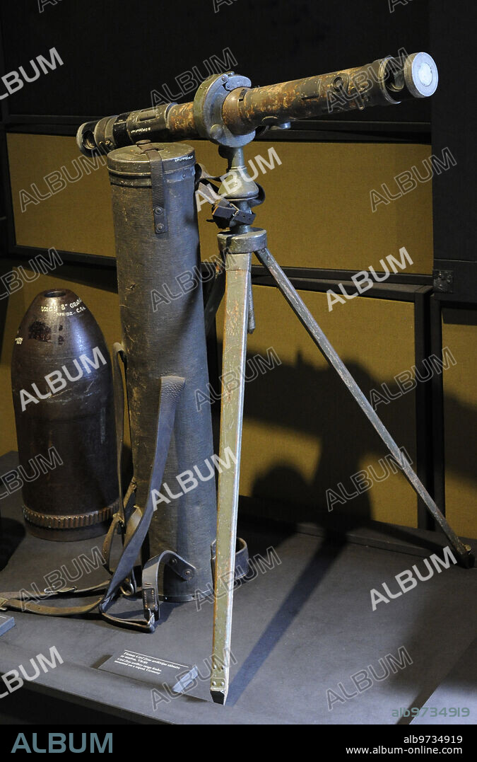 First World War (1914-1918). Carl Zeiss artillery range finder, mounted on a tripod. Germany. Latvian War Museum. Riga. Latvia.