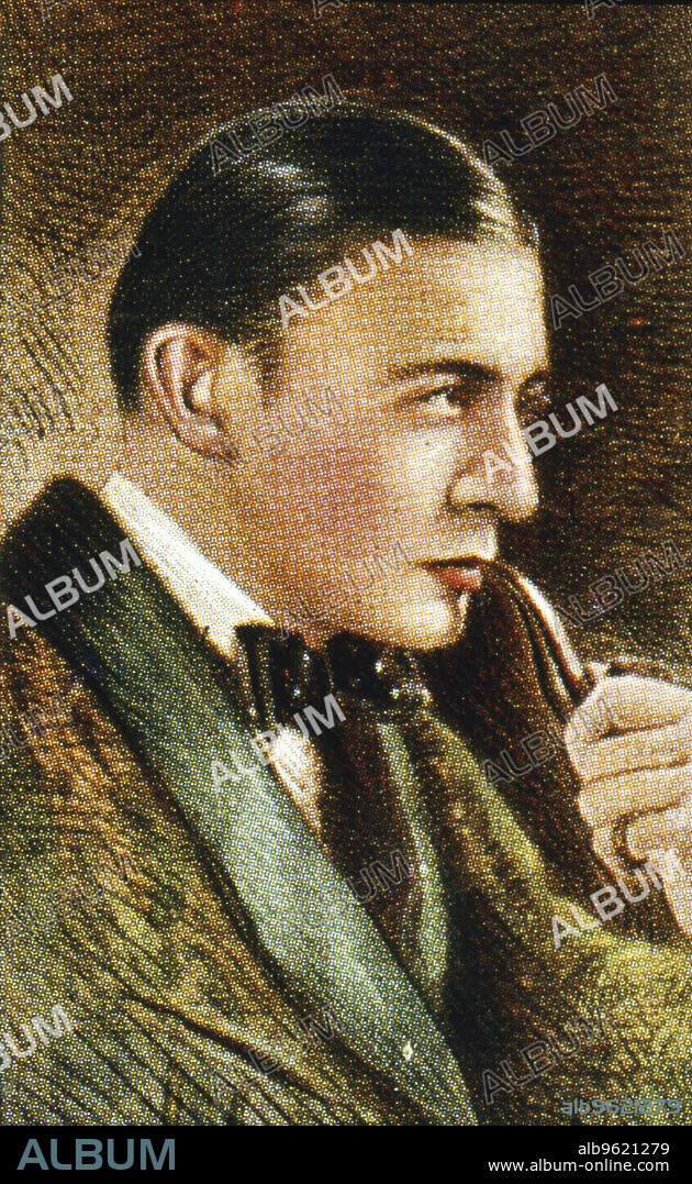 Sherlock Holmes, fictional detective. Holmes, the detective created by Arthur Conan Doyle (1859-1930) in the 1890s, as portrayed by the early English film star, Clive Brook (1887-1974).