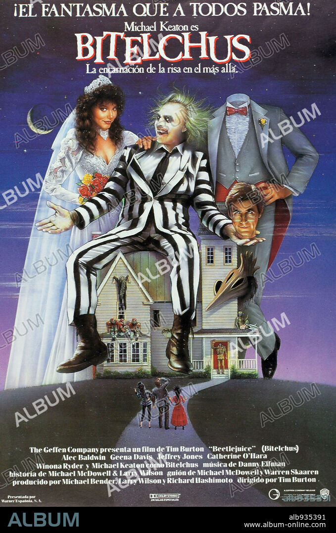 Affiche de BEETLEJUICE, 1988, réalisé par TIM BURTON. Copyright GEFFEN FILM/WARNER BROTHERS.