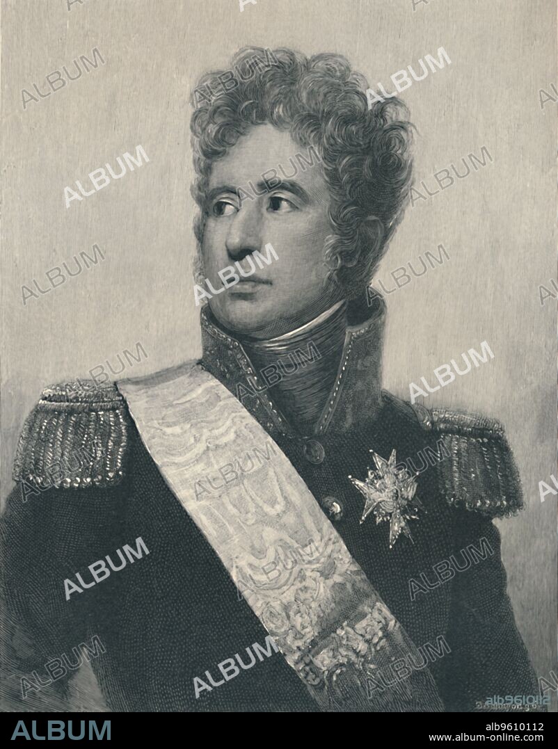 T JOHNSON. 'Jacques-Alexandre-Bernard Law, Marquis of Lauriston', c1810, (1896). Jacques Alexandre Bernard Law, marquis de Lauriston (1768-1828) was a French soldier and diplomat of Scottish descent, and a general officer in the French army during the Napoleonic Wars. Engraving after the painting made before 1824 by François Gérard. From Life of Napoleon Bonaparte, Volume IV, by William Milligan Sloane. [The Century Co., New York, 1896].