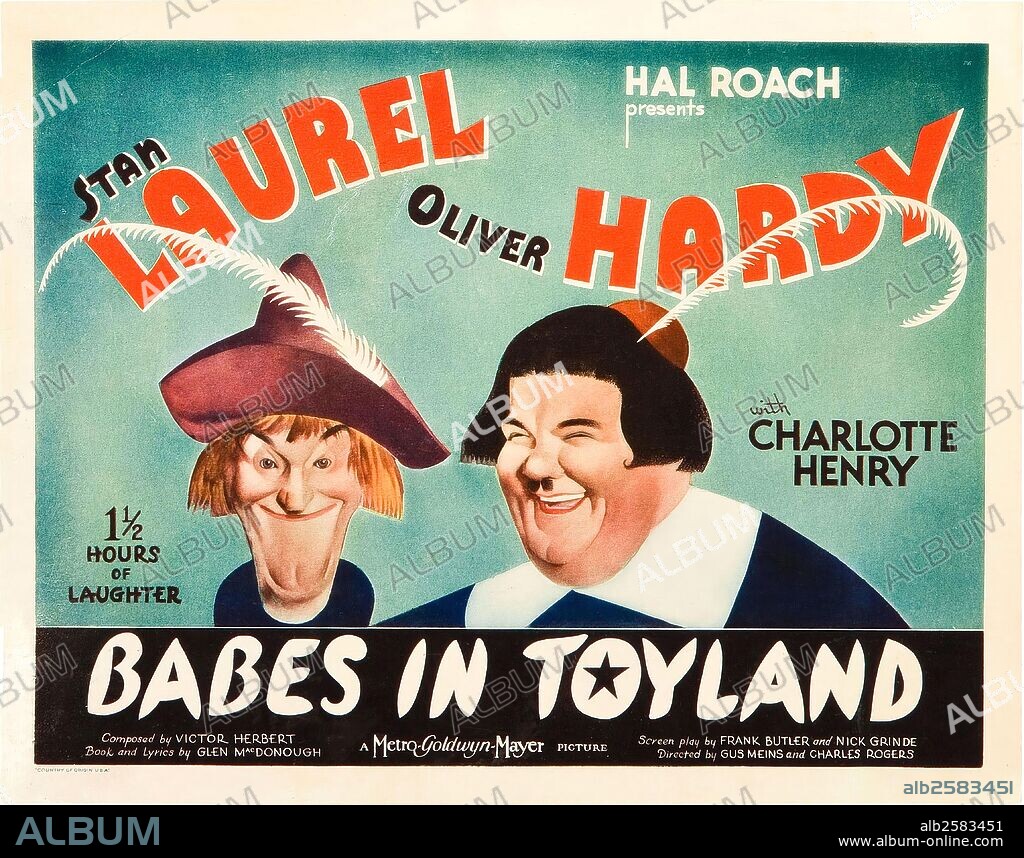 Poster of BABES IN TOYLAND, 1934, directed by CHARLEY ROGERS. Copyright M.G.M.