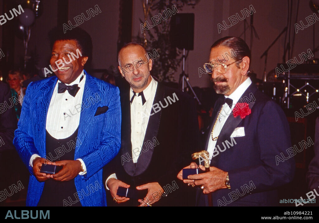 Singer Roberto Blance, German artist Joerg Immendorff and Spanish nobleman and actor Don Jaime de Mora y Aragon at Duesseldorf, Germany 1998.