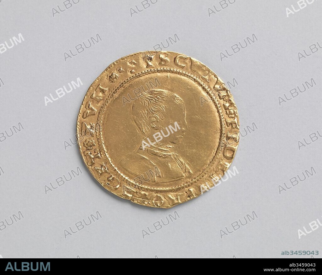 Half sovereign of Edward VI, 1549/50, British, Gold, Diameter: 28 mm, Coins, The supplies of bullion brought to Europe from the New World in the sixteenth and seventeenth centuries caused inflation, and in response new coinage was issued with a wider range of denominations. Gold coins like the sovereign, with the value of one pound, twenty shillings, first appeared in 1489.