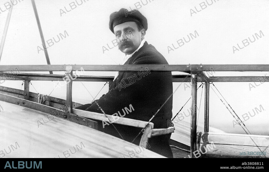Louis Charles Joseph BlÃ©riot (July 1, 1872 - August 1, 1936) was a French aviator, inventor and engineer. He developed the first practical headlamp for cars and established a profitable business manufacturing them, using much of the money he made to finance his attempts to build a successful aircraft. In 1909 he became world famous for making the first flight across the English Channel in a heavier than air aircraft. He was also the first to make a working, powered, piloted monoplane, and the founder of a successful aircraft manufacturing company. In 1927, BlÃ©riot, long retired from flying, was present to welcome Charles Lindbergh when he landed at Le Bourget field completing his transatlantic flight. The two men, separated in age by 30 years, had each made history by crossing famous bodies of water. He remained active in the aviation business until his death in 1936 from a heart attack at the age 64. Bain News Service image, circa 1900-25.
