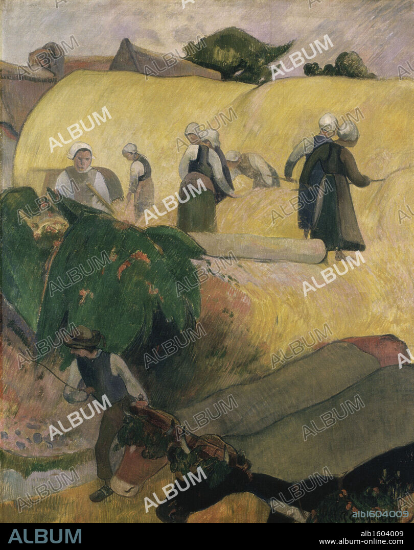 EUGÈNE HENRI PAUL GAUGUIN. Haystacks   1889   Paul Gauguin (1848-1903/French)   Oil on canvas  Courtauld Institute and Galleries, London.