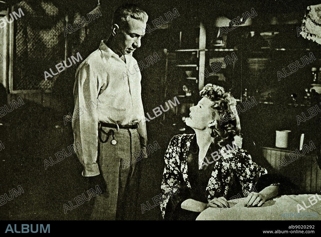 Film still from 'Miss Sadie Thompson' starring Rita Hayworth, Jose Ferrer, Aldo Ray, and Charles Bronson.