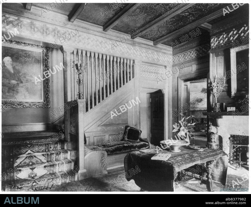 FRANCES BENJAMIN JOHNSTON. Home of Phoebe Apperson Hearst (widow of George Hearst) at 1400 New Hampshire Ave., NW, Washington, D.C., c1900. Interior: stairway, wall, ceiling panels. [Philanthropist, feminist and suffragist Phoebe Hearst founded the University of California Museum of Anthropology, and was co-founder of the National Parent-Teacher Association].