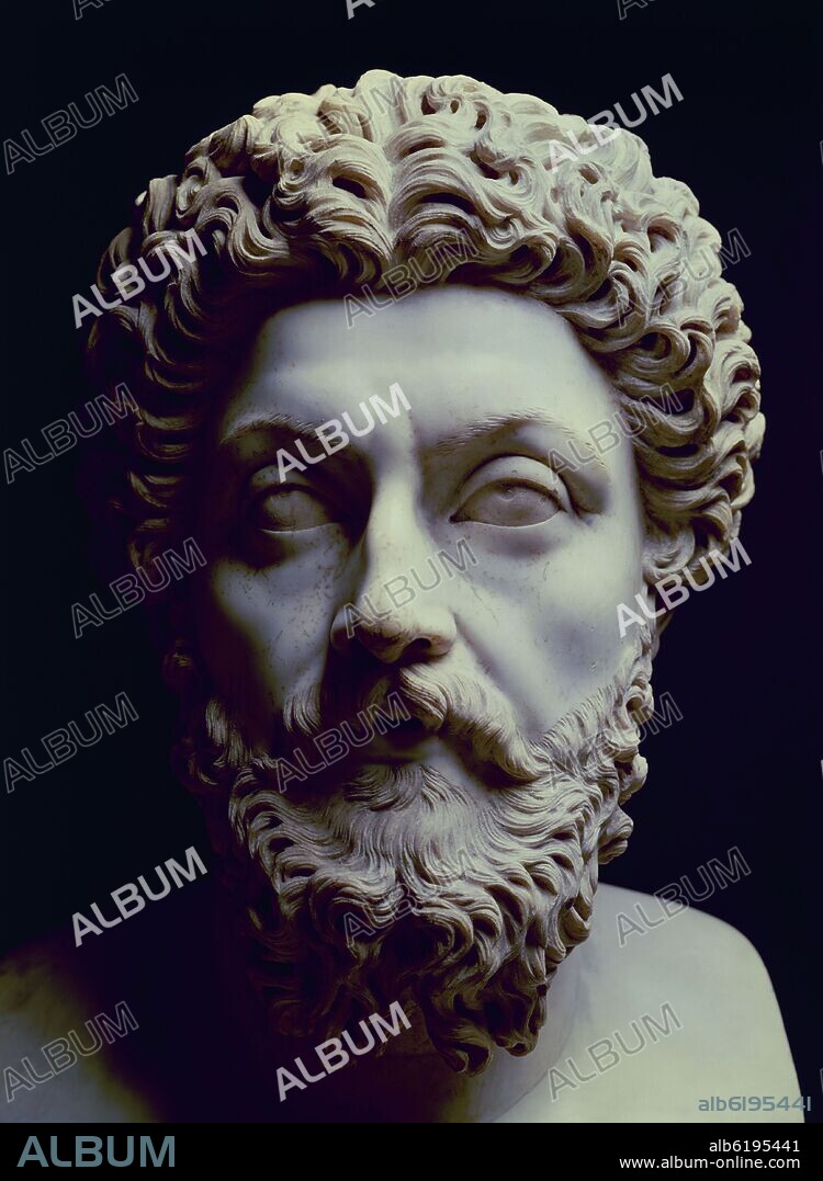 MARCO AURELIO ANTONIO-BUSTO ENCONTRADO EN AQUA TRAVERSA (ROMA)-BUSTO ROMANO S II.