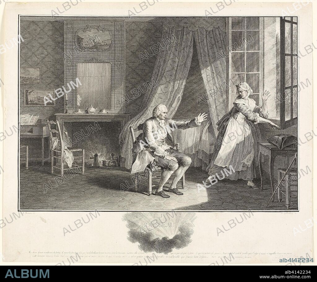 The Last Words of Jean Jacques Rousseau. Heinrich Guttenberg (German, 1749-1818); after Jean Michel Moreau (French, 1741-1814). Date: 1775. Dimensions: 233 x 335 mm (image); 314 x 372 mm (sheet). Etching on laid paper. Origin: Germany.