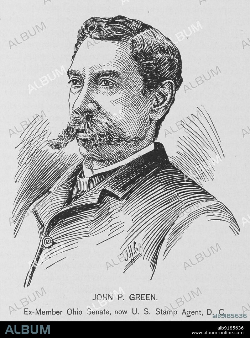 J. H. CUNNINGHAM. John P. Green; Ex-member Ohio Senate, now U.S. Stamp Agent, D.C., 1902. Attorney, politician, Justice of the Peace and writer John Patterson Green was the first African-American state senator in Ohio. From 'The Negro in revelation, in history, and in citizenship'.