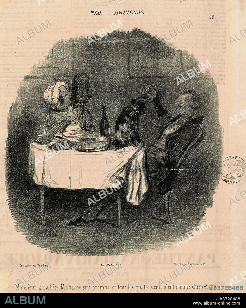 HONORE DAUMIER. Monsieur a sa bête, Madame son animal... Dated: 19th century. Medium: lithograph.