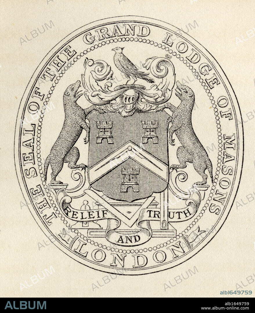 Masonic Seal Grand Lodge of England before 1813 from the book The History of Freemasonry Volume II Published by Thomas C. Jack London 1883.